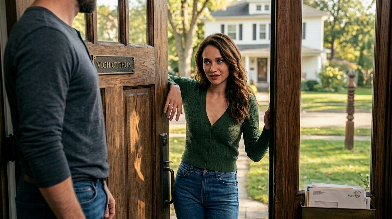 Az 50 éves szomszédom elmosolyodott és azt mondta: „Ha látni akarod, csak kérdezz” – Megdermedtem, ahol álltam  Nem akartam nézni. Ez az igazság, amit még most is mondogatok magamnak. Kimentem, hogy megöntözzem a növényeket a kis verandámon, és semmire sem gondoltam, amikor a tekintetem a konyhaablakra tévedt. Nyitva volt, a függönyök félrehúzva, a napfény úgy ömlött be, mintha keretezné őt.  Emma ott állt a pultnál, nyugodtan és sietség nélkül, könnyű köntöst viselve, magában dúdolt. A nap végigsimított a nyaka ívén, puha és meleg volt. És egy pillanatra megállt a világ mozgása. Megdermedtem, nem azért, mert bűntudatom volt, hanem azért, mert elfelejtettem, hogy az egyszerű szépség hogyan tud megállítani egy férfit a helyében. Amikor megfordult és találkozott a tekintetemmel, elállt a lélegzetem.  Zavarra számítottam, talán haragra. Ehelyett elmosolyodott. Nem játékos, nem félénk, csak nyugodt. Aztán kimondta a szavakat, amelyek felráztak bennem valamit. Ha látni akarod, csak kérdezz. A hangja nyugodt volt, szinte kedves. Esküszöm, elfelejtettem, hogyan kell lélegezni. Danielnek hívnak. 35 éves vagyok, majdnem 3 éve elváltam. A házasságom lassú, fájdalmas tönkremenetele után költöztem ebbe a csendes denveri külvárosba.  Nincs kiabálás, nincs dráma, csak két ember, akik rájöttek, hogy már nincs mit adniuk egymásnak. Békét keresve jöttem ide, talán azért, hogy elfelejtsem, milyen is törődni valakivel. Nem kerestem szerelmet, társaságot vagy bármit, ami fájhat. Emma a szomszédban lakott. Az emberek azt mondták róla, hogy özvegy, csendes, kecses, az a fajta nő, aki soha nem próbálja felhívni magára a figyelmet, de valahogy mindig megkapja.  Udvarias biccentésekkel kezdtük, majd apró beszélgetések következtek az időjárásról vagy az új szomszédokról. Volt olyan érzéke ahhoz, hogy a hétköznapi pillanatokat is megfelelőnek éreztesse, mintha pontosan ott lennél, ahol lenned kell. Egy héttel a beköltözésem után rajtakapott, amint egy törött kapuval küzdök az udvaromon. Izzadtam, frusztrált voltam, egyértelműen rosszul csináltam.  Rosszul csinálod. – kiáltott, egy csésze teával a kezében. Elvigyorodtam. – Akkor gyere, taníts meg, szomszéd. Melegen és halkan nevetett az udvaron keresztül, és megmutatta, hogyan kell megjavítani a zsanért. Ujjaink fél másodpercig súrlódott. Épp annyira, hogy felébresszen valamit, amiről azt hittem, évek óta eltűnt.   Ezután elkezdtünk együtt teázni a verandáján azokon az aranyló estéken, amikor a fény mindent meglágyított. Először egyszerű dolgokról beszélgettünk, a kertjéről, a munkámról, aztán mélyebb dolgokról, az elhunyt férjéről, a kudarcot vallott házasságomról. Amikor az ujjai az enyémekhez értek, miközben átnyújtott egy teáscsészét, nem tulajdonítottam túl nagy jelentőséget neki. Csak egy érintés volt, de olyan érzés volt, mint egy csendes elismerése annak a térnek, amelyet elkezdtünk megosztani elvárás vagy sietség nélkül.