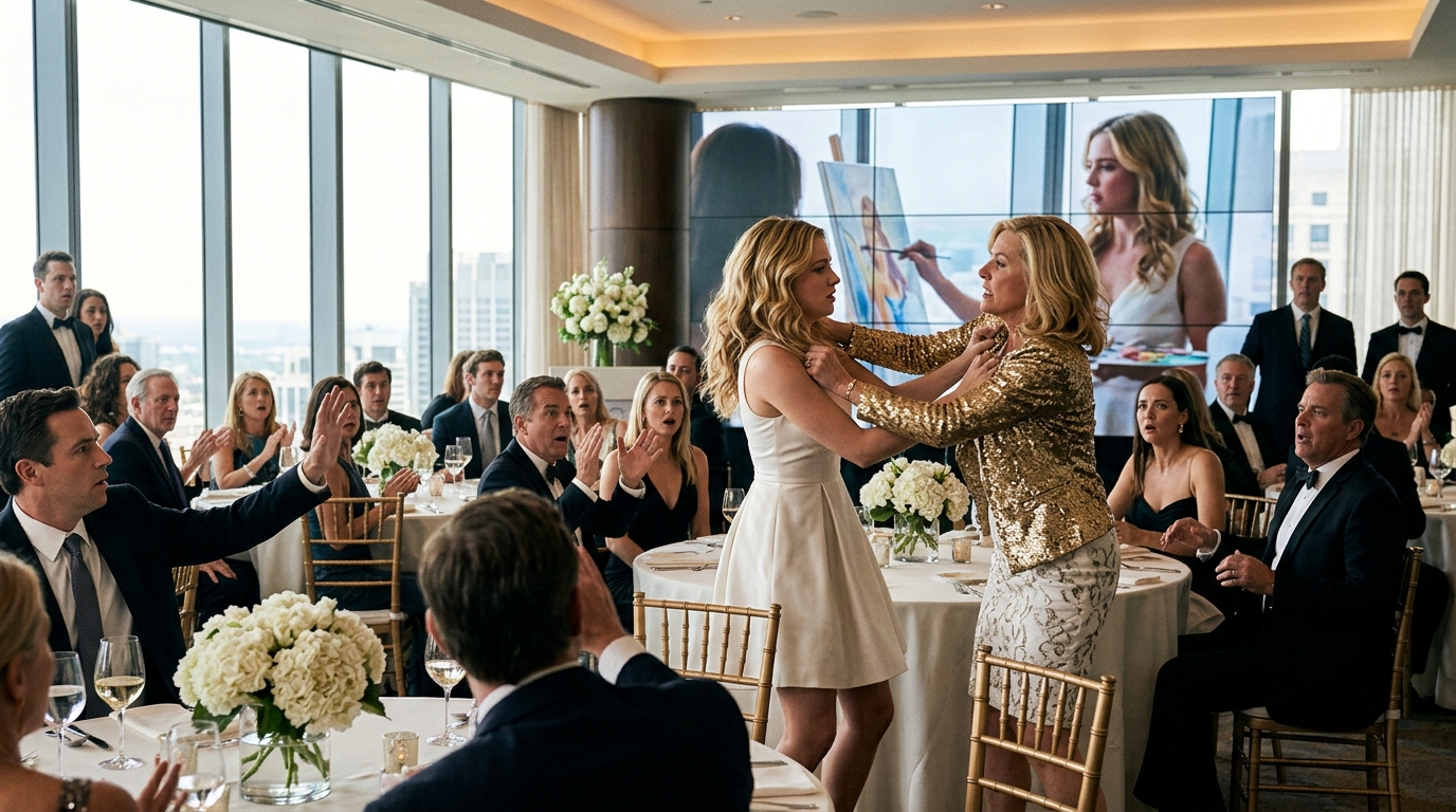 „Az anyósom felállt a gálán, és azt mondta: »Ellopta azt a festményt!« A bírák másodperceken belül kizártak – egészen addig, amíg le nem játszottam a rejtett videót, és nem láttam, ahogy elsápad. Mert a remekmű, amit elpusztított, sosem volt az igazi.”  Életem legnagyobb művészeti versenye előtti napon az anyósom belépett a galériámba, rámosolygott a munkámra, és lerombolta azt, amit a jövőmnek gondolt.  Elena Marlowe vagyok, harminckét éves vagyok, és az elmúlt négy évben egyetlen eseményre építettem: a Hawthorne Nemzetközi Díjra, egy egymillió dolláros művészeti versenyre, amely egyetlen éjszaka alatt megváltoztathatja egy művész életét. A döntősök privát kiállítási helyet, szigorú beküldési szabályokat és a gálán leleplezést kaptak. A kiválasztott alkotásom, egy nagyméretű, vegyes technikájú portrésorozat, melynek címe: A csend öröksége, a valaha alkotott legerősebb alkotásom volt – réteges, személyes és lehetetlen pontosan megismételni.  Ez volt az egyik oka annak, hogy Victoria Ashford, a férjem anyja, utálta. Victoria sosem mondta ki nyíltan, hogy nem szereti a művészetemet. Túl kifinomult volt ehhez. Ehelyett „rendetlennek”, „agresszívnek” és „nem olyannak” nevezte, „amit komoly gyűjtők kandalló fölé tesznek”. Régi vagyonból, régi modorú családból származott, amely úgy vélte, hogy a kreativitás csak akkor bájos, ha dekoratív marad. A férjem, Nathan évekkel ezelőtt megtanulta, hogy hagyja abba a vitatkozást vele, hacsak nem akar háborút. Én nem. És úgy tűnik, ez problémát okozott nekem, amit még mindig remélt, hogy orvosolni fog.  A gála előtti délutánon kevesebb mint negyven percre kiléptem a galériából, hogy találkozzam a keretezőmmel a szállítóládák ügyében. Amikor visszatértem, az oldalsó ajtó zárja kissé elromlottnak tűnt. Először azt hittem, képzelődöm. Aztán beléptem a főterembe, és abbahagytam a lélegzést.  Az egyik vásznat középen levágták.  A másikra oldószert öntöttek, hetek pigmentmunkáját görbe csíkokká olvasztva. A harmadikon vésések voltak a rétegzett papír és gipsz felületén. Úgy nézett ki, mint a vandalizmusnak álcázott düh.  Aztán megláttam az üzenetet az asztalomon. Egy krémszínű boríték. Bélyeg nélkül. Név nélkül. Belül egyetlen kézzel írott üzenet volt:  Vannak dolgok, amik túl kínosak ahhoz, hogy nyilvánosan mutogassák őket.  Azonnal tudtam, ki tette. Nem azért, mert aláírta. Mert Victoria mindig is úgy gondolta, hogy a kegyetlenség elegánsabban hangzik levélpapíron. Pánikolnom kellett volna. Talán egy részem megtette. De egy másik részem – hidegebb, nyugodtabb – már számított valami ilyesmire. Victoria két hétig kutatott a galéria részletei után. Azt kérdezte, kinek van kulcsa. Azt kérdezte, hogy vajon a biztonsági kamerák „tényleg szükségesek-e egy ilyen intim térben”. Túl lazán kérdezte, hogy tartok-e biztonsági másolatokat a munkáról. Szóval felkészültem.  Először Nathant hívtam. Aztán az ügyvédemet. Aztán a verseny koordinátorát. És a következő esti gálán, csillárok és vakuk alatt, a zsűri, a mecénások, a gyűjtők és a sajtó zsúfolásig megtelt a leleplező teremben, Victoria megtette az utolsó lépést. Épphogy csak a letakart prezentációs panelemet akarták bemutatni, amikor felállt az asztaltól, és tiszta, magával ragadó hangon megszólalt: „Mielőtt megtapsolja ezt a nőt, tudja, hogy ellopta a művet, amit most megmutat nektek.” A teremben néma csend lett. Az egyik szervező felém lépett. A másik a bírák felé. Már éreztem, ahogy a hangulat megváltozik, a gyanú gyorsabban terjed, mint az igazság valaha is egy elegáns szobában.  Aztán benyúltam a táskámba, elővettem a telefonomat, és azt mondtam: „Érdekes vád, Victoria. Főleg attól a nőtől, akit tegnap lefilmeztek, amint elpusztítja a műalkotásomat.” Az arca kifehéredett. Mert amit nem tudott, az a következő volt: a festmény, amit elpusztított, soha nem volt a verseny utolsó darabja. Ez volt a csali.