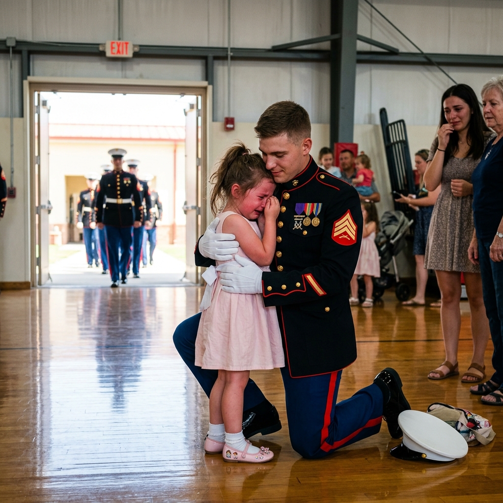 A lányomat kigúnyolták, amiért egyedül jött az apa-lánya táncestre – egészen addig, amíg egy tucat tengerészgyalogos be nem lépett a tornaterembe.  Soha nem gondoltam volna, hogy a lányom apa-lánya táncestje könnyekkel fog végződni, amíg egy tucat tengerészgyalogos be nem lépett a tornaterembe, és mindent megváltoztatott. Ahogy a bánat és a büszkeség ütközött a táncparketten, megtapasztaltam a szeretet és a hűség igazi mértékét. Azon az estén Keith ígérete hazatalált hozzánk.  Amikor elveszítesz valakit, az idő furcsán viselkedik.  A napok egymásba omlanak, míg minden egyetlen végtelen reggelnek tűnik, amikor egy másik valóság reményében ébredsz fel.  Három hónap telt el a férjem temetése óta, de néha még mindig arra számítok, hogy meglátom a csizmáját az ajtó mellett. Még mindig főzök két csésze kávét, és minden este háromszor ellenőrzöm a bejárati ajtó zárját, mert ő mindig ezt tette.  Így néz ki a gyász: párás ruhák és ragacsos masnikkal ellátott cipők, és egy kislány, aki összehajtva, kicsi és rendezetten őrzi a reményét, mint a rózsaszín zoknik, amelyeket minden különleges alkalomra ragaszkodik hozzá, hogy felvegyen.  – Katie, szükséged van segítségre? – kiáltottam a folyosóról.  Először nem válaszolt.  Amikor bekukkantottam a szobájába, láttam, hogy az ágyon ül, és a tükörképét bámulja a szekrény tükrében. Azt a ruhát viselte, amit Keith választott tavaly tavasszal, amit ő „tekergő ruhának” nevezett.  – Anya? – kérdezte. – Akkor is számít, ha apa nem tud velem jönni?  Sajgott a szívem. Leültem mellé, és egy kóbor tincset a füle mögé tűrtem.  – Persze, hogy számít, drágám. Apád azt szeretné, ha ma este ragyognál. Szóval pontosan ezt fogjuk tenni.  A lányom összeszorította az ajkait, elgondolkodva.  – Szeretném megtisztelni őt. – Még ha csak ketten vagyunk is.  Bólintottam, és lenyeltem a torkomban hirtelen kialakult gombócot. Keith hangja visszhangzott a fejemben:  – Minden apa-lánya táncra elviszem, Jill. Mindegyikre. Megígérem.  Megígérte, és most rajtam volt a sor, hogy betartsam az ígéretét.  Átadta a cipőjét.  „Hiányzik apa. Mindig ő kötötte meg a cipőmet.”  Letérdeltem, és megkötöttem, dupla csomót kötve, ahogy Keith mindig is tette.  „Mondnám, hogy gyönyörű vagy. És teljesen igazam lenne, Katie-lány.”  A lányom elmosolyodott, egy pillantást vetve korábbi önmagára. Az „Apuci lánya” jelvény felvillant a szíve felett.  Lent felkaptam a táskámat és a kabátomat, figyelmen kívül hagyva a bárpulton heverő kifizetetlen számlák halmát és az ételes dobozokat, amiket alig ismert szomszédaink hoztak nekünk.  Katie habozott az ajtóban, oldalra pillantva a folyosóra, talán egy lehetetlen pillanatra abban reménykedve, hogy meglátja Keith-et megjelenni, és a karjában viszi.  Az iskolába vezető út csendes volt. A rádió halkan szólt, Keith egyik kedvenc dala.  Az úton tartottam a tekintetemet, visszafojtva a könnyeimet, amikor megláttam Katie tükörképét az ablakban, ahogy ajkai mozognak, miközben dúdolgat.   —   Az általános iskola előtt a parkoló zsúfolásig tele volt. Autók sorakoztak a járdaszegély mentén, és apák csoportjai várakoztak a hidegben, nevetgélve és a levegőbe emelve lányaikat.   Az örömük szinte kegyetlennek tűnt. Megszorítottam Katie kezét.   „Kész vagy?” – kérdeztem alig hallható hangon.   „Azt hiszem, Anya.”   Bent a tornaterem színpompás volt: szalagok, rózsaszín és ezüst lufik, egy fotófülke vicces kellékekkel. Popzene bömbölt és verődött vissza a falakról. Apák és lányok pörögtek egy diszkógömb alatt, cipőik villogtak.   Katie léptei lelassultak, ahogy belépett.   „Látod valamelyik barátodat?” – kérdeztem, miközben végigpásztáztam a tömeget.   „Mindannyian az apjukkal vannak elfoglalva.”   Körbejártuk a táncparkettet, közel a falhoz. Néhány lépésenként az emberek ránk meredtek: rám, aki egyszerű feketében volt, és Katie-re, azzal a túlságosan is bátor mosollyal.  Katie osztályából egy lány, Molly, integetett nekünk a terem túlsó végéből, miközben az apja egy kínos keringőben vezette.  “Szia, Katie!” – kiáltotta…  A 2. rész a hozzászólásokban olvasható.