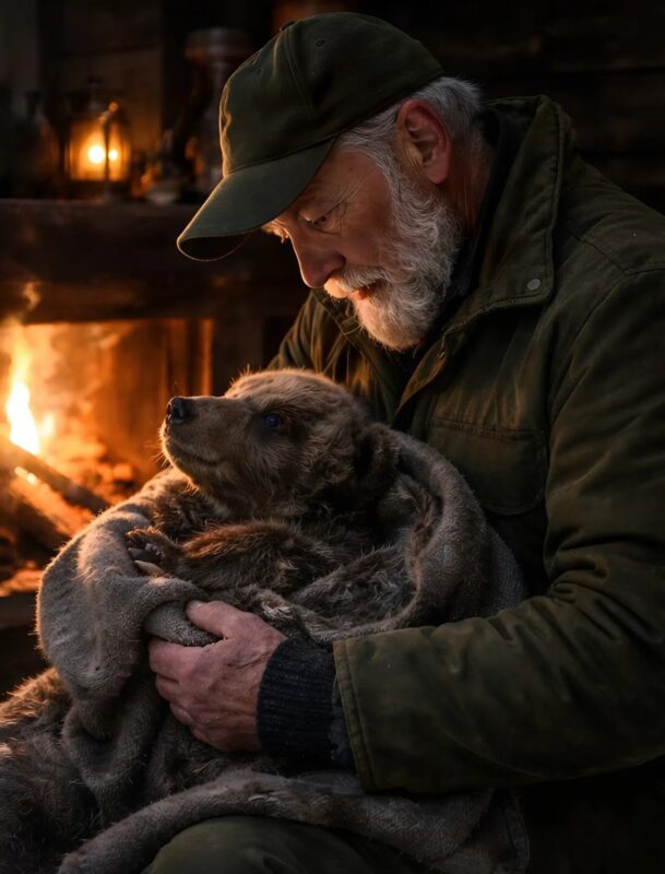 Egy hatalmas nőstény medve kopogott az erdész ajtaján: az öregember kinyitotta anélkül, hogy sejtette volna, miért jött a vadállat, és mi fog vele hamarosan történni 😨😱 Sok éven át egyedül élt az erdő szélén. Régen tele volt élettel itt: barátok jöttek, néha rokonok látogatták meg, egy autó parkolt az udvaron, és beszélgetések hallatszottak a házból. De idővel mindez eltűnt. A felesége meghalt, a fia messze elment, és ő szinte abbahagyta az írást. A tóparti ház csendes és üres lett. Az öregember megszokta a magányt. Reggelente kiment a verandára, nézte az erdőt, hallgatta a szelet a fenyők között, és begyújtotta a kályhát. Néha a távolban jávorszarvasok repültek el, vagy rókákat láttak, de a vadon élő állatok soha nem kerültek a ház közelébe. Aznap reggel napkelte előtt ébredt. Először úgy tűnt neki, mintha a szél egy ággal csapódott volna az ajtónak. Aztán egy tompa hang hallatszott, mintha valaki nehezen lökte volna meg a verandát. Az öreg vastag kabátot vett fel, és óvatosan kinyitotta az ajtót. És mozdulatlanul állt.  Közvetlenül az ajtóban egy hatalmas nőstény medve állt. Gőz gomolygott a szájából, és a hó csillogott a bundáján. De ez nem volt a legfurcsább.  Egy kis medvebocsot tartott a fogai között. A fenevad nem morgott, és nem mutatta a fogait. A nőstény medve egyszerűen csak állt, és egyenesen a férfira nézett. Nem volt harag a szemében, csak szorongás. Az öreg érezte, hogy a szíve a mellkasában kalapál. Bárki a helyében becsapta volna az ajtót, és elbújt volna a házba. Az ész azt súgta neki, hogy pontosan ezt tegye.  De valami ebben a tekintetben arra késztette, hogy ott maradjon, ahol volt. Lassan előrelépett. A medve óvatosan letette a bocsot a hóra. És abban a pillanatban a vadállat tett valamit, amitől az öreg végre megértette, miért jött a házába 😲😱