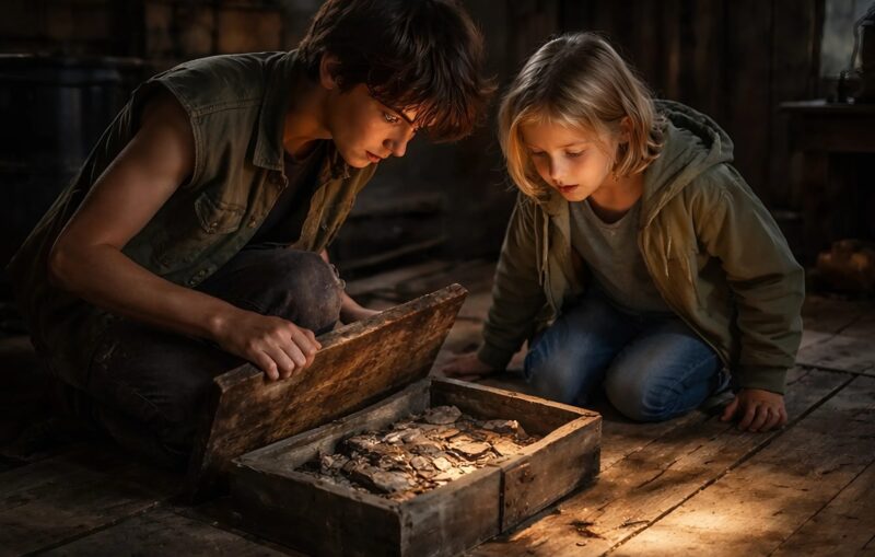 Két hajléktalan gyerek örökölte szegény nagyanyjuk régi hegyi házát, de amikor beléptek, valami váratlan várt rájuk 🫣😨 A levél kedd reggel érkezett. A boríték gyűrött és nedves volt az esőtől. Alex először ki akarta dobni a többi postával együtt.  Ő és húga, Marta, majdnem egy hónapja a város szélén lévő szupermarket mögött aludtak. Néha találtak ott régi dobozokat, és a bolt fala és a szemeteskonténerek közé helyezték őket, hogy védve legyenek a széltől.  A levelek ritkán érkeztek nevükre. Általában számlák vagy figyelmeztetések voltak. De ez a boríték másképp nézett ki. Fehér, vastag, gondosan nyomtatott nevekkel.  – Alex, nézd… – mondta Marta halkan, hátrasimítva a haját a homlokából. – Itt az áll, hogy egy ügyvédtől van.  Összevonta a szemöldökét.  A nagyanyjuk két hónappal ezelőtt halt meg a kerületi kórházban. Mielőtt meghalt, nem láthatták. Nem volt pénzük az útra, és nem voltak rokonaik, akik segítenének nekik. A nagymama mindig is nagyon szerényen élt. Miután anyjuk meghalt, a hegyekbe költözött, és egyedül élt egy régi faházban.  Soha nem beszélt pénzről vagy örökségről.  Alex lassan feltépte a borítékot. Benne egy hivatalos dokumentum volt egy Mr. Carter nevű ügyvédtől.  Alex elolvasta az első néhány sort, összevonta a szemöldökét, majd újra elolvasta. A levélben az állt, hogy ő és a nővére a nagymamájuk hegyekben fekvő birtokának egyedüli örökösei.  „Milyen birtok?” – tűnődött Marta. Alex lassan felemelte a fejét. „A háza a hegyekben.” Három nap múlva egy keskeny úton álltak, amely az erdő felé vezetett. A busz csak egy kis faluig vitte őket a hegyek lábánál. A hátralévő utat gyalog kellett megtenniük. A levegőben nedves föld, fenyők és hideg illata terjengett. A köd lassan terjedt a fák között. Marta szorosan fogta a bátyja kezét. „Emlékszem erre a helyre” – mondta halkan. „A nagymama mindig almáslekvárt főzött a verandán.” A ház fokozatosan előbukkant a ködből. Réginek és elhagyatottnak tűnt. Megfeketedett faldeszkák. Egy tető, amiről hiányzott néhány lepedő. Egy ferde veranda és sötét ablakok.  A ház szegényesnek tűnt. De most már az övék volt. A kapuban az ügyvédjük fogadta őket. A hivatalos kabátot viselő férfi, kezében egy szépen elrendezett dossziéval, láthatóan kényelmetlenül érezte magát két sovány tinédzser mellett.  „A nagymamátok mindent nagyon világosan elmagyarázott” – mondta, miközben megigazította a szemüvegét. „Ez a ház mindkettőtöké.” Átadott Alexnek egy csomó régi rézkulcsot.  Marta még erősebben szorította a bátyja kezét. A kulcsok váratlanul nehezek voltak. Alex kinyitotta az ajtót. És akkor megértették, hogy a nagymamájuk nem egy átlagos régi házat hagyott rájuk. 😱😲 A történet folytatása az első hozzászólásban található 👇👇