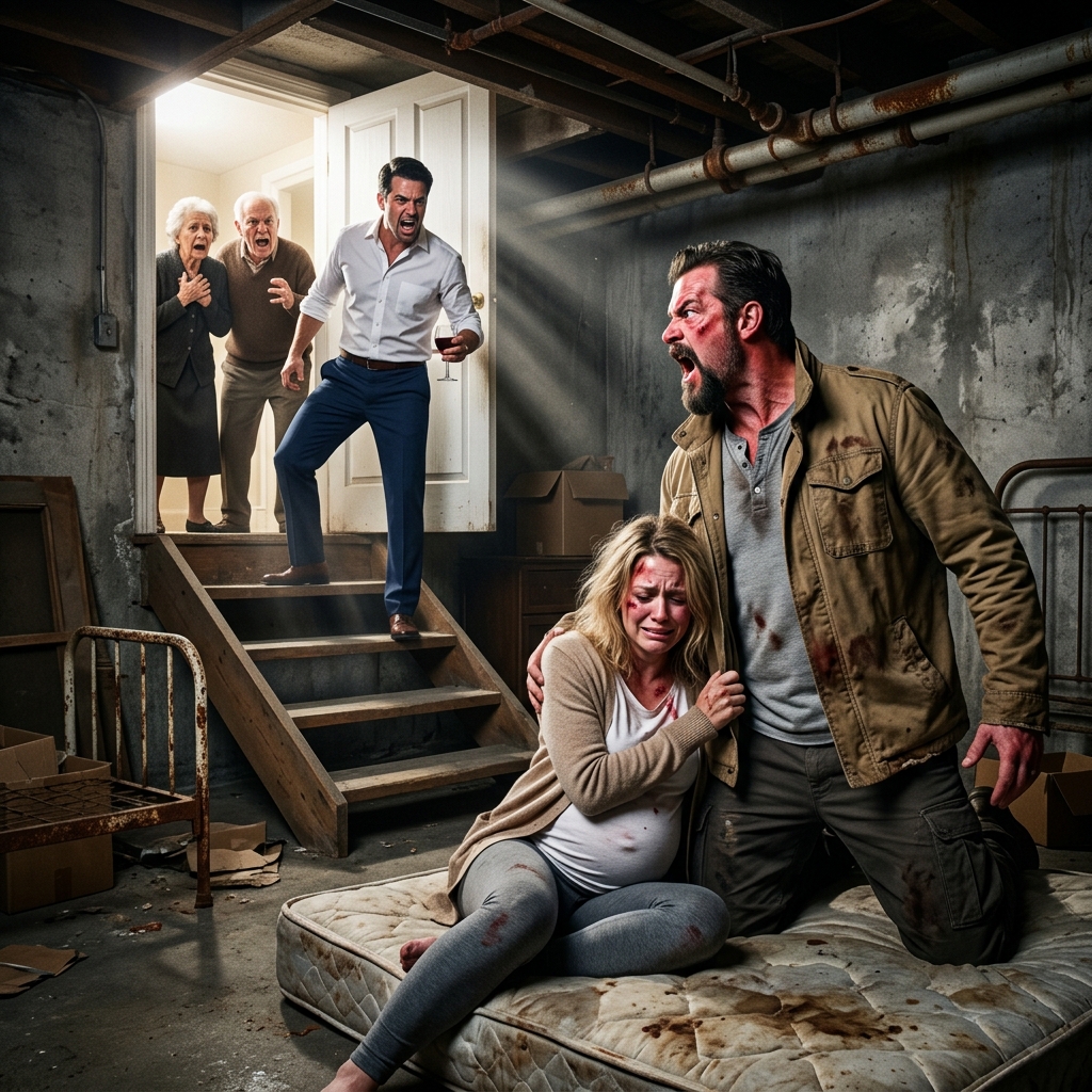 Míg külföldön raboskodtam, a terhes feleségemet megverték az apósomék, elégették a telefonját, és bezárták a pincébe, mert „tiszteletlenül bánt” a családdal – amikor visszatértem, a bátyja csak vigyorgott, és magánügynek nevezte… Elfelejtette, hogy magánháborúkra képeztek ki…  Még mindig sivatagi por borította a csizmámat, amikor megtudtam, mit tett vele a feleségem családja.  Hat hónapig raboskodtam külföldön egy Basra melletti magánbiztonsági szerződés alapján, páncélozott teherautókban éltem, darabokban aludtam, és bíztam benne, hogy a feleségemmel folytatott heti hívások azt jelentik, hogy az otthonom még mindig érintetlen. Claire hét hónapos terhes volt, amikor a hívások abbamaradtak. Először az anyja azt mondta, hogy pihen. Aztán a bátyja, Daniel, üzenetet küldött nekem a telefonjáról, hogy szüksége van helyre. A harmadik hétre minden üzenet rosszul hangzott. Claire soha nem írta a „Ne aggódj miattam” szót ponttal. Mindig túl sok felkiáltójelet használt, még akkor is, amikor ingerült volt.  Abban a pillanatban, hogy Baltimore-ban landoltam, egyenesen a Holloway-birtok felé hajtottam, ahelyett, hogy hazamentem volna. Egyike volt azoknak a régi téglaházaknak, amelyeket úgy építettek, hogy az útról tekintve tekintélyesnek tűnjenek, de amint beléptél, máris korhadtnak. Daniel vasalt ingben, kezében itallal nyitott ajtót, mintha rám számított volna.  – Claire fent van – mondta.  Nem volt fent.  A pincében találtam rá egy reteszelt tárolóajtó mögött, egy vékony matracon ülve egy rozsdás kemence mellett. Az arca sárga volt, halványuló zúzódásoktól. Az egyik szeme még mindig vörös volt. Az alsó ajkán egy sebhely volt. Amikor meglátott, nem sírt. Ez még rosszabb volt. Claire mindig sírt, ha megbántódott. Most úgy nézett ki, mint aki megtanulta, hogy a könnyeknek következményei vannak.  Elég sok mindent elmondott nekem ahhoz, hogy remegjen a kezem.  Az anyja azzal vádolta, hogy megalázta a családot egy jótékonysági vacsorán. Claire nem volt hajlandó mosolyogni Daniel részeg sértései közben, és amikor azt mondta, hogy elmegy, az apja akkorát pofon vágta, hogy a folyosói asztalnak csapódott. Daniel elvette a telefonját, összetörte a kandallóban, majd a maradványokat elégette a kültéri hordóban. Lezárták az emeletre, „amíg meg nem tanulta a tiszteletet”. Daniel kétszer is felhúzta enni, majd visszalökte, amikor nem volt hajlandó bocsánatot kérni. Egyszer az anyja azt mondta neki, hogy a baba elvesztése talán hálára tanítja.  Felvittem az emeletre.  Daniel az étkező boltívének támaszkodott, vigyorogva, tiszta bilincsekkel és fehér fogakkal. „Nagyobbá teszed ezt, mint amilyen” – mondta. „Ez egy magánügy a családban.”  Magam mögé ültettem Claire-t, és megmondtam neki, hogy menjen.  Nevetett. „Eltűnsz a háborús övezetekben, és azt hiszed, hogy ettől hős leszel. Nem tudod, mi történik ebben a házban.”  „Nem” – mondtam. „De tudom, mi történt abban a pincében.”  Az apja felállt az asztaltól. Az anyja a telefon után nyúlt, nem azért, hogy mentőt hívjon, hanem hogy felhívja az ügyvédjüket. Claire olyan erősen szorította a karomat, hogy a körmei belevájtak az ingujjamba.  Daniel közelebb lépett, és lehalkította a hangját. „Vedd a feleséged, és tűnj el! Vagy szólok a rendőrségnek, hogy megütötted. Szerinted kinek fognak hinni? Egy kitüntetett, dühkitörésekkel küzdő vállalkozónak, vagy a családjának?”  Aztán Claire suttogta az egyetlen dolgot, ami mindent megváltoztatott.  „Van egy kamera a borospincében” – mondta. „Mindent rögzít.”  Daniel vigyora eltűnt.  És ekkor jöttem rá, hogy nem a pince a legrosszabb dolog, amit elrejtettek abban a házban.  ….Folytatás a Kommentekben 👇