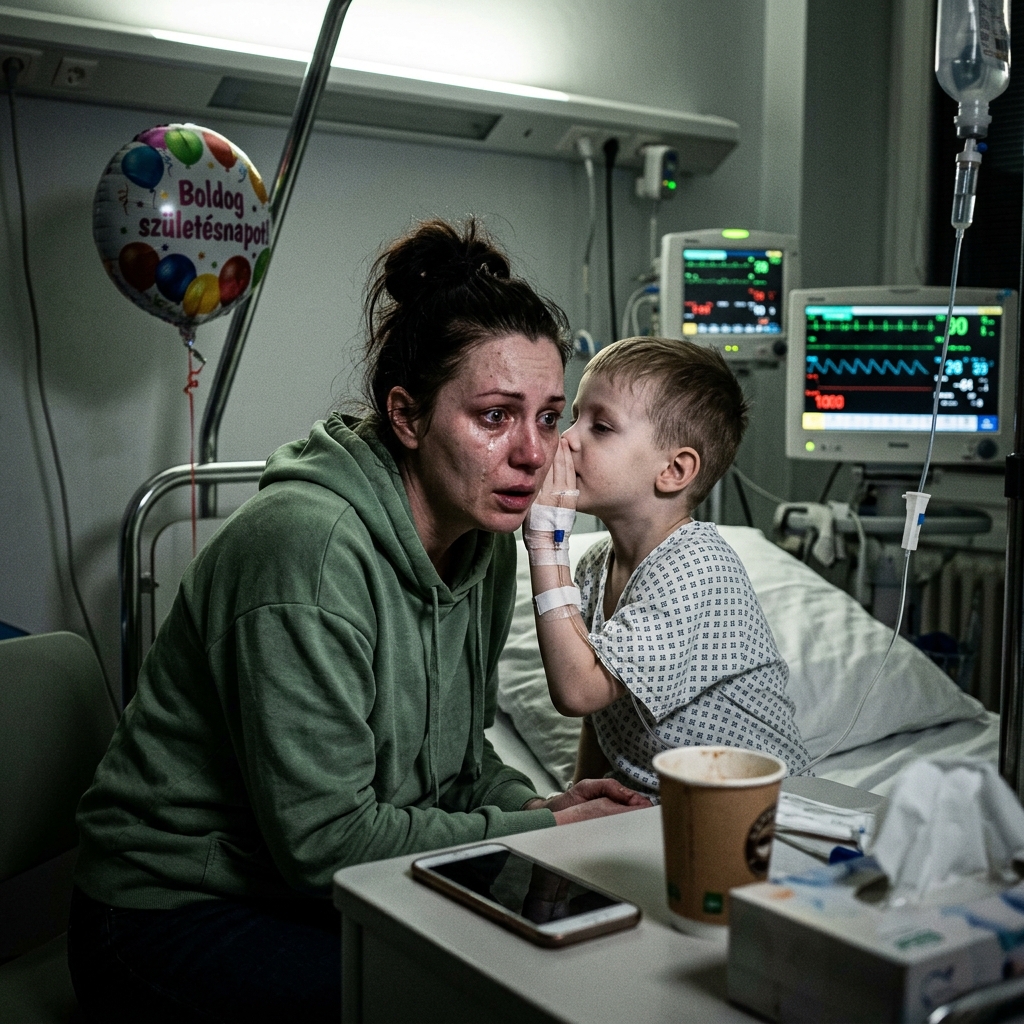 A fiam az intenzív osztályon volt egy baleset után, amikor anyám felhívott, és azt mondta: „Holnap van a húgod születésnapi bulija. Gyere segíteni az előkészületekben.” Azt mondtam: „Nem tudok. Most nincs itt az ideje.” Azt válaszolta: „Ha nem jössz, kitagadlak.” Letettem, és töröltem a számát. A buli napján a fiam felébredt, és azt mondta: „Anya… azért sérültem meg, mert a nagyi…” Amikor Emma Carter telefonja harmadszor csörgött azon a reggelen, majdnem nem vette fel. Nyolcéves fia, Noah mellett ült a gyermekintenzíven, és figyelte, ahogy a mellkasa lassan emelkedik és süllyed a kórházi takaró alatt. A bal karja gipszben volt, a homlokán kötés, és a mellette álló gép egyenletes ritmusa már beleégett az idegeibe. A kijelzőn ez állt: Anya. Emma kiment a folyosóra, mielőtt felvette. „Mit akarsz?” Az anyja, Diane, nem kérdezte meg, hogy van Noah. Nem kérdezte, aludt-e Emma, evett-e, vagy sírt-e egy órával korábban a kórházi mosdóban. Hangja hűvös és tárgyilagos volt. „Holnap van Olivia születésnapja. Gyere korán, sok a tennivaló.” Emma lehunyta a szemét. „Anya, Noah még mindig az intenzíven van. Nem megyek el.” Feszült csend következett. Aztán Diane megszólalt: „A húgod csak egyszer tölti be a harmincat. A családnak ott kell lennie.” Emma az üveg mögött a fia szobájára nézett. „A gyermekem tegnap balesetet szenvedett. Most nem ez a fontos.” Anyja hangja azonnal megkeményedett. „Ha nem jössz, kitagadlak.” Egy pillanatra Emma azt hitte, rosszul hallotta. Már régóta nem függött anyagilag az anyjától, de a fenyegetés ugyanoda talált—hűség, bűntudat és félelem. Így irányította az anyja az embereket. Valami eltört benne. „Tedd, amit akarsz,” mondta halkan. „Én a fiammal maradok.” Letette, mielőtt Diane válaszolhatott volna. Keze remegett, miközben a képernyőt nézte. Gondolkodás nélkül megnyitotta a névjegyeket, megnyomta a törlést, és végleg kitörölte az anyja számát. Másnap a lufik és gyertyák semmit sem jelentettek az intenzíven. Noah eszméletlen volt a baleset óta. Az orvosok szerint a műtét jól sikerült, de magától kellett felébrednie. Emma mellette ült, kimerülten, egyetlen jelért imádkozva. Késő délután az ujjai megrezdültek. Emma olyan gyorsan ugrott fel, hogy a szék megcsikordult. „Noah?” A szemei lassan kinyíltak. Zavartnak, törékenynek és rémültnek tűnt. Emma megfogta a kezét. „Kicsim, minden rendben. Anya itt van.” Noah nehezen nyelt, ajkai remegtek. Aztán suttogta, alig hallhatóan: „Anya… azért sérültem meg, mert a nagyi…” …Folytatás az első hozzászólásban 👇