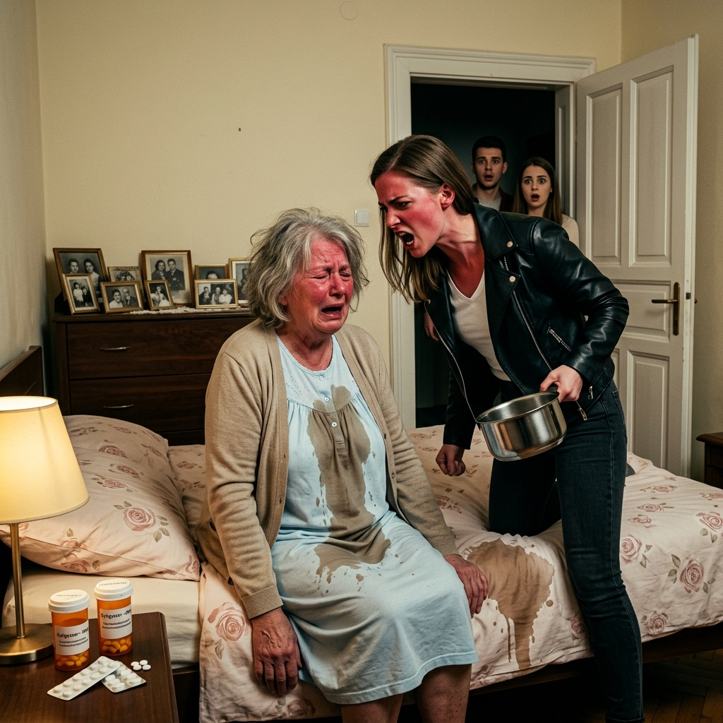 Amikor a nyugdíjamat szívgyógyszerre költöttem a lányom adósságának kifizetése helyett, egy fazék piszkos vizet öntött az ágyamra, letépte a vészhelyzeti zsinórt a falról, és azt mondta a szomszédoknak, hogy megöregedtem – de a bankárom már tudta, ki ürítette ki a számláimat…  Hatvannyolc éves vagyok, özvegyi nyugdíjból élek Daytonban, Ohióban, és egészen a múlt tavaszig azt hittem, hogy életem legrosszabb fájdalma már megtörtént, amikor a férjem meghalt. Tévedtem. A legrosszabb fájdalmat az egyetlen lányom okozta.  Evelyn Hart vagyok. A lányom, Melissa, negyvenkét éves, elvált, elbűvölő, ha akar valamit, és gonosz, ha nemet hall. A kardiológusom éppen most változtatta meg a gyógyszeremet, mert a szívem annyira hevesen vert éjszaka, hogy ülve aludtam el. A recept nem volt opcionális. Többe került, mint amennyit be akartam vallani, de tartotta a levegőt.  Melissa ugyanazon a délutánon jött át, amikor felvettem. Három piros VÉGSŐ ÉRTESÍTÉS borítékot dobott a konyhaasztalomra, és azt mondta: „Segítségre van szükségem. Ma.”  Lejárt a hitelkártyái fizetési határideje. Egy gépjárműhitelező azzal fenyegetőzött, hogy elveszi a terepjáróját. Felemeltem a gyógyszertári szatyrot, és a lehető legnyugodtabban közöltem vele, hogy a nyugdíjam a szívgyógyszerre és a közüzemi számlákra ment el. Nem az ő adósságára.  Valami megváltozott az arcán. Úgy bámulta a szatyrot, mintha az ő pénzét költöttem volna el, nem az enyémet.  Aznap este, miután átöltöztem a köntösömbe, bevonult a hálószobámba, kezében a régi zománcozott edénysel, amit felmosáshoz használtam. Mielőtt még felülhettem volna, mocskos, szürke vizet öntött az ágyamra. A paplanra, a lepedőre, a lábamra, a falra esett. Kiáltottam a nevét, de már a fejem melletti falnál volt.  Kirántotta a vészzsinórt a konnektorból.  A zsinór ahhoz a riasztóhoz volt csatlakoztatva, amit az orvosom ragaszkodott hozzá, hogy megtartsak az utolsó szédülésem után. Ha összeesnék, egyetlen rántás riasztaná a diszpécsert és a legközelebbi szomszédaimat. Melissa olyan erősen tépte ki, hogy szikrák pattogtak a tányér mögött.  „Nincs erre szükséged” – sziszegte. „Amire szükséged van, az egy memóriateszt.”  Aztán kiment, és bejelentette a szomszédoknak, hogy kezdek összezavarodni. Hogy eláztattam a saját ágyamat. Hogy azért vádolom az embereket lopással, mert kezdek megöregedni. Mrs. Alvarez a szomszédból szánalommal nézett rám, és majdnem megfulladtam a szégyentől.  Másnap reggel bementem a bankomba, mert a félelem végre legyőzte a zavart. Hónapok óta apró hiányokat vettem észre – itt húsz dollár, ott hatvan, egy csekk, amire nem emlékeztem, hogy kiírtam. Daniel Reeves, a fiókvezetőm, becsukta az irodája ajtaját, és lehalkította a hangját.  „Mrs. Hart, alaposan nézze át ezeket a tranzakciókat.”  Online átutalások, ismételt készpénzfelvételek és két olyan összegű csekk volt kiállítva, amit soha nem írtam volna ki. Daniel a dátumokra mutatott. Több is történt, miközben orvosi vizsgálaton voltam. Az egyiket még aznap reggel jóváírták, miközben a gyógyszertárban voltam.  „Már felvettem a kapcsolatot a csalásvizsgálattal” – mondta. „És van még valami.”  Egy kinyomtatott állóképet csúsztatott át az asztalán.  A felvétel egy autós ATM biztonsági kamerájának felvétele volt.  Melissa a gépnél volt, az én napszemüvegemet viselve, és pénzt vett ki a számlámról.  Aztán a telefonom felvillant, tizennégy nem fogadott hívást jelezve tőle, és egy hangüzenet érkezett, miközben Daniel a képernyőt bámulta.  Ha befagyasztod azt a számlát, anya, ne gyere vissza abba a házba egyedül.  ….Folytatás a Hozzászólások részben 👇