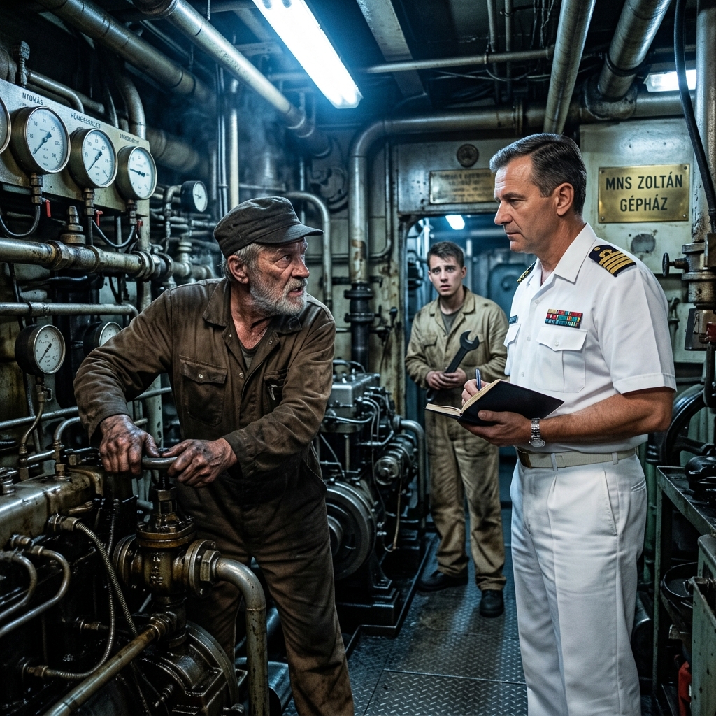 A Vasszív altatódala: Dal a Csendes Mélységért 1. FEJEZET: Az Emlékezet Betolakodója – Most engedjétek ki ezt a betolakodót! Patrick kapitány nem fordult meg. A hídszárny korlátjához horgonyozva maradt, bütykei fehérek voltak a szürke festékhez képest. Alatta az USS Arley Burke sírkőként feküdt a vízben. Semmi zümmögés. Semmi rezgés. Csak az árapály üreges, fémes csapódása egy olyan hajótestnek, amely elfelejtette, hogyan kell élni. Ernest Baker nem mozdult. Nyolcvanöt éves volt, és a csontjai száraz gyújtósnak érződtek, de a lábai jobban ismerték a móló geometriáját, mint a két felé közeledő újonc bakancsa. Megérezte, mielőtt meglátta volna a problémát – egy savanyú, pangó szag szállt fel a szellőzőnyílásokból, mint egy iszappal teli torok. – Uram, hátrébb kell lépnie. Most – mondta Davis. A fiú csupa keménység és ideges energia volt, keze a pisztolytáskája közelében lebegett, de tétovázott. Számára Ernest egy szellem volt egy rojtos tengerészsapkában.  Ernest elnézett a fiú válla fölött. Figyelte, ahogy egy sirály leszáll a fő hűtőárbocra. A madár nem repült el. Nem emelkedett hő, ami elriaszthatta volna. „Visszatartja a lélegzetét” – mondta Ernest. Hangja mély, rekedtes volt, mint a tikfán dörzspapír. „Ha továbbra is erőlteted azokat a szivattyúkat, ki fogsz robbanni a tüdőd.” „Ez egy meghajtási rendszer, nem egy ember, apa” – vágott közbe Robinson, bár tekintete ellágyult, ahogy az öregember szemébe nézett. Nem kalandozott; egy szerelmes intenzitásával szegezte magát az orron lévő 51-es számú hajóra. „Lépj arrébb” – erősködött Davis, és végre megérintette Ernest könyökét. Az érintés hideg, klinikai volt. Ernest érezte a rezgést a mólón keresztül – egy ritmikus, nehéz puffanást. Egy járőrhajó közeledett. Nem nézett oda. Arra a hangra koncentrált, ahogy egy csavarkulcs valahol mélyen az Arley Burke fedélzetén csapódik. Rossz hang volt. Egy lapos, vékony hang, ami azt jelentette, hogy a csövekben nincs nyomás.  „A kapitány nagy nyomás alatt van, uram” – suttogta Robinson, meglepően gyengéden szorítva a másik karját, mintha attól félne, hogy összetörik. „Az érzékelők szerint a hűtőrendszer tiszta, de a motorok másodperceken belül vörösen villognak. Senki sem találhatja meg a szellemet.” „Azért, mert képernyőket néznek” – válaszolta Ernest. Végül elfordította a fejét, és Robinson szemébe nézett. „Nem számítógéppel találsz szellemet. A füleddel találod meg.” A járőrhajó céltudatos gumiütközők nyögésével csapódott a dokknak. Murphy admirális nem várta meg, hogy a palló leülepedjen. Felugrott a mólóra, ősz haját szél fújta, arca sürgető vonalak térképe volt. „Hol van?” – kiáltotta Murphy, hangja áthatolt a párás, sós levegőn. Patrick kapitány kiegyenesedett a hídon, arca kipirult. – Uram! Épp most tisztítjuk meg a területet. Volt egy civil behatolás…  – Nem kértem biztonsági jelentést, Patrick – csattant fel Murphy, tekintete a két újonc között lévő apró, görnyedt alakra szegeződött. – Azt az embert kértem, aki az első hegesztést végezte ezen a hajótesten.  Murphy feléjük indult, csizmái úgy visszhangoztak, mint a dobszó. Centiméterekre megállt Ernesttől. Egy pillanatra a két férfi – az egyik makulátlan fehérben, a másik egy füst és régi olaj szagú kabátban – egyszerűen csak állt a néma óriás árnyékában.  – Ernest – mondta Murphy, hangjában a megkönnyebbülés majdnem megtörte a móló hivatalos csendjét. – Attól féltem, hogy a hegyekben maradtál.  – Hívott – mondta Ernest egyszerűen, állát a hajó felé billenve. – Egész úton a völgyben hallottam. Egy hajónak nem szabadna így hangoznia, Murph. Magányos hang.  Davis és Robinson hátralépett, kezük lehullott, mintha az öregember hirtelen élő vezetékké változott volna. – A gépház egy kemence – mondta Murphy, előrehajolva. – Patrick ki akarja húzni az egész turbinát. Azt mondja, a szenzorok vákuumzárlatot mutatnak.  Ernest a zsebébe nyúlt, és előhúzott egy nehéz sárgaréz iránytűt. Nem nyitotta ki. Csak a súlyát érezte. – A szenzorok hazudnak, mert részei a hazugságnak. Vigyenek le. És mondják meg a kapitányuknak, hogy hagyja abba az iPad-jét nézegetni, és kezdjen el keresni egy vödröt. Ki fogjuk deríteni, mit nyelt le.  Ahogy Ernest a hajóhídra lépett, a fém nyögött a súlya alatt – ismerős, üdvözlő üdvözlés volt. Nem nézett vissza a kapitányra. Nem is kellett volna. Tizenöt láb távolságból érezte a férfi egójának zúzódását. De ahogy átlépte a hajó belsejébe vezető küszöböt, olaj és só szaga öntötte el, és húsz év óta először Ernest Baker úgy érezte, hogy a saját szíve az acél ütemére kezd verni.  Megállt a gépházba vezető nyílásnál. Tenyerét a válaszfalhoz nyomta. Forró volt – túl forró. Láz. Összeráncolta a homlokát, amikor egy apró, szaggatott karcolást vett észre az ajtófélfánál, ami 1991-ben még nem volt ott.  – Megsérült – suttogta Ernest, és összeszűkült a szeme. – És nem baleset volt. 2. FEJEZET KÖZVETLENÜL