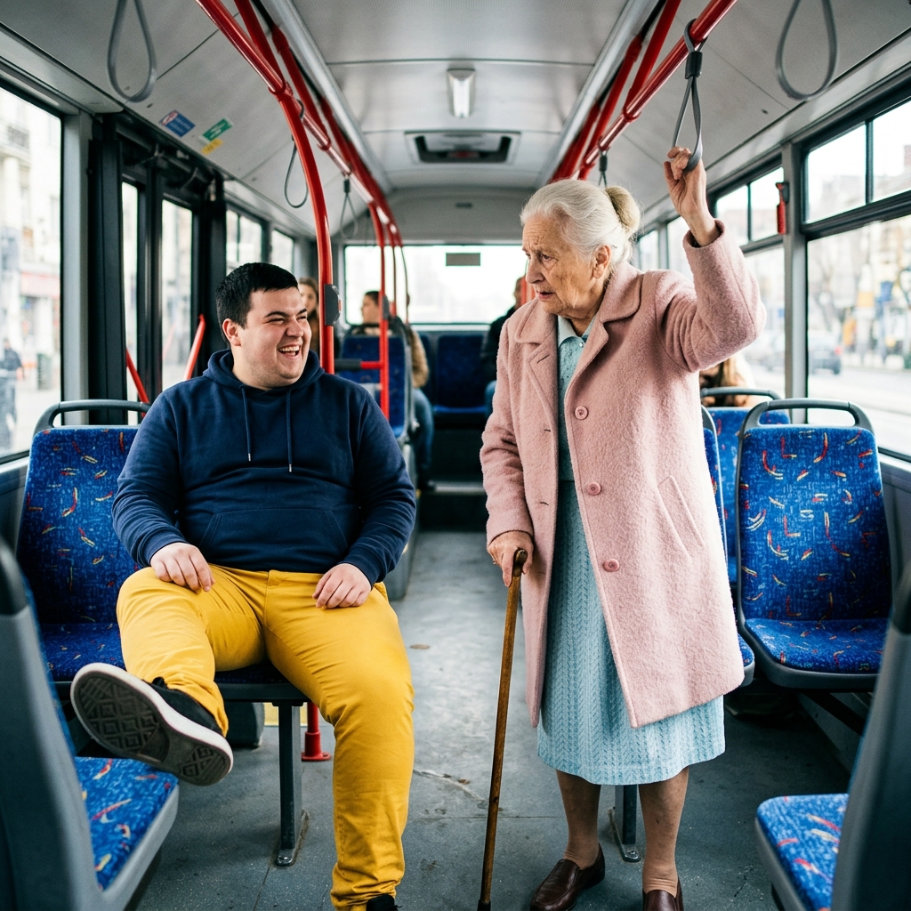 A buszon egy szemtelen fiatalember nemcsak hogy nem volt hajlandó átadni egy idős hölgy helyét, de tüntetően még a székre is tette a lábát – de biztosan nem számított a büntetésre 😨😱 Aznap a busz annyira zsúfolt volt, hogy az embereknek egymáshoz kellett kapaszkodniuk, hogy ne kerüljenek sorra. Bent hangzavar hallatszott; egyesek vitatkoztak, mások a telefont nézték, mások pedig egyszerűen csak csendben tűrték a zsúfoltságot. Az egyik állomáson egy idős hölgy lassan bejött egy bottal. Nagyon óvatosan mozgott, mintha minden lépés sokba kerülne neki. Az emberek kicsit arrébb húzódtak, de szinte nem volt üres hely. És hirtelen észrevett egyet – a fiatalember mellett.  A fiú hátul ült, széttárt lábakkal, mellette az ülésen pedig a hátizsákja volt. Ráadásul annyira kinyújtotta a lábát, hogy majdnem a folyosó felét eltorlaszolta. Elégedettnek tűnt magával, mintha az egész busz az övé lenne. A hölgy odalépett, és lassan, szinte suttogva mondta: – Fiatalember, kérem, mozgassa a hátizsákot… Le szeretnék ülni.  A fiú még csak a fejét sem fordította. Úgy tett, mintha semmit sem hallana.  A hölgy egy pillanatig ült, majd óvatosan lefeküdt a hátizsák felé, csak hogy helyet szabadítson fel. De ebben a pillanatban a fiatalember hirtelen felugrott, mintha elütötték volna, és felkiáltott: — Mit csinál?! Ki adott engedélyt, hogy hozzányúljon a cuccaimhoz?! Most hívom a zsarukat!  A busz most csendesebb. Az emberek körülnéznek.  – Csak le akartam ülni… —válaszolta a nő zavartan. — Van itt egy üres hely, és én kértem az elsőt…  A fiú felsőbbrendűen mosolygott, fel-alá nézett rá, és hidegen mondta: — Ez a hely foglalt.  — És ki foglalta el? —kérdezte halkan.  A fiú nem is gondolt rá, és huncutul válaszolt: — A lábam. E szavak után tüntetően nehéz lábát a székre tette, és hozzátette: — És csak úgy… öregség szaga van. Nem akarok melletted állni. Nehéz csend lett a buszon. Néhányan lesütötték a tekintetüket, mások összeszorították az ajkukat, de senki sem avatkozott közbe. A csintalan fiatalember el sem tudta képzelni, mi fog történni vele néhány másodperc múlva 😨😥 A történet folytatása az első hozzászólásban található 👇👇
