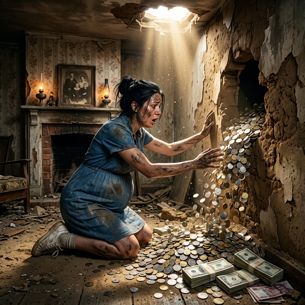 Várandós özvegyasszony szinte ingyen házat vesz… Egy régi festmény mögött kincset talált a vályogházban. Esperanza semmivel sem rendelkezett. 35 évesen az élet mindössze négy hónappal korábban hagyta özveggyé. Férje, Ramón, minden figyelmeztetés nélkül elhagyta ezt a világot, magával ragadva nemcsak a társaságát, hanem a minimális stabilitásukat is, amijük volt. Fáradhatatlanul dolgozott, de a kevés, amit keresett, alig volt elég a túléléshez. Amikor meghalt, minden darabokra hullott. A bérelt szoba már nem volt fenntartható. A szomszédok tekintete megváltozott. A segítséget nyújtó kezek lassan visszahúzódtak. Mert az igazság kemény… még az együttérzés is elfárad. És Esperanza tudta ezt. Öt hónapos terhesen, munka nélkül, szűk család nélkül, támogatás nélkül… csak néhány pesója maradt, amit évekig áldozattal gyűjtött össze. Pénz, amit vészhelyzetekre, szülésre, a babájára tett félre. De aztán jött az utolsó fenyegetés: egy hét múlva el kell hagynia a szobát. A gyötrelmek közepette hallotta ki azt a beszélgetést a piacon. Két nő egy elhagyatott házról beszélgetett magasan a hegyekben. Régi. Elfeledett. Senki sem akarta. A kormány szinte semmiért árulja, csak hogy megszabaduljon a problémától.  A legtöbb ember figyelmen kívül hagyta volna ezt az ötletet. De Esperanza nem.  Ugyanazon a napon odament, hogy megkérdezze. A hivatalnok szánalommal nézett rá, mintha már tudná, hogy rossz döntést hoz. “Romokban áll… nincs víz, nincs villany, messze mindentől” – figyelmeztette. A nő egyszerűen csak megkérdezte: “Mennyibe kerül?” Háromezer peso. Majdnem mindene volt. Ez a pénz jelentette a biztonságát, a jövőjét, az egyetlen védőhálót, ami tartotta. De… mit ér, ha nincs hol laknia? Aláírta. Garanciák nélkül. Bizonyosság nélkül. Csak hittel. A házhoz vezető út önmagában is kihívás volt. Órákon át gyalogolt a dombokon, a terhesség terhe alatt, és csak egy karton bőrönd volt a társasága. Minden lépés fájt. Minden szünet kétségeket ébresztett. Sírt. Habozott. Azon tűnődött, vajon tönkreteszi-e az életét.  De folytatta. Mert nem volt visszaút. Amikor végre megérkezett… a csend volt az első, ami megütötte. A ház nagyobb volt, mint képzelte, de romos volt. Repedt vályogfalak, tátongó tető, üveg nélküli ablakok. Minden úgy nézett ki, mintha évtizedek óta elhagyatott lenne. Úgy nézett ki, mint egy olyan hely, ahol senkinek sem szabadna laknia. “Mit tettem?” – suttogta. De az a hely… most az övé volt. Az egyetlen menedéke. Az első néhány nap nehéz volt. A földön aludt. A szél mindenhová beszivárgott. Az éhség mardosta. A kimerültség minden egyes nappal egyre nehezebb lett. De apránként… elkezdte újjáépíteni. Befoltozta a lyukakat, letakarította a port, és vizet talált egy távoli patakban. Ragaszkodott a gondolathoz, hogy ez a hely otthonná válhat. Mert hinnie kellett benne. Egyik délután, takarítás közben, ismét észrevette az egyetlen érintetlen dolgot a házban: egy régi festmény lógott a falon.  Poros. Elfeledett. De kíváncsi.  Gondosan megtisztította. Egy régi tájkép volt, majdnem egy évszázaddal ezelőtt írták alá. Valami arra késztette, hogy megálljon. Úgy döntött, hogy arrébb teszi. De nem volt könnyű. A festmény mintha… oda lenne ragasztva a falhoz. Amikor erősebben meghúzta, valami nyikorgott. Nem a keret. A fal. Egy repedés jelent meg. A vályog kezdett engedni. És akkor… meglátta. Egy rést. Egy rejtett üreget a falon belül. A szíve hevesen vert. Remegő kézzel kezdte eltávolítani a laza sarat. Volt ott valami. Valami becsomagolva. Valami, amihez évtizedek óta senki sem nyúlt. Kihúzta a csomagot. Nehéz volt. Nagyon. Lassan kibontotta… És amikor kinyitotta a dobozt… Elállt a lélegzete. Érmék. Briliáns. Antik. Arany. Ezüst. Ékszerek. És egy levél. Esperanza mozdulatlanul állt, a kincs az ölében pihent. A házban a csend fülsiketítővé vált. Ez a pénz megmenthetné az életét. Mindent megadhatna a fiának. Kiemelhetné őt a szegénységből örökre. De… Tényleg az övé volt? Remegett a keze. Az elméje sikoltott. A szíve hevesen ver. És akkor… kinyitotta a levelet. Ahogy elkezdte olvasni… könnybe lábadt a szeme. Mert amit a levél írt… mindent megváltoztatott. 2. rész…