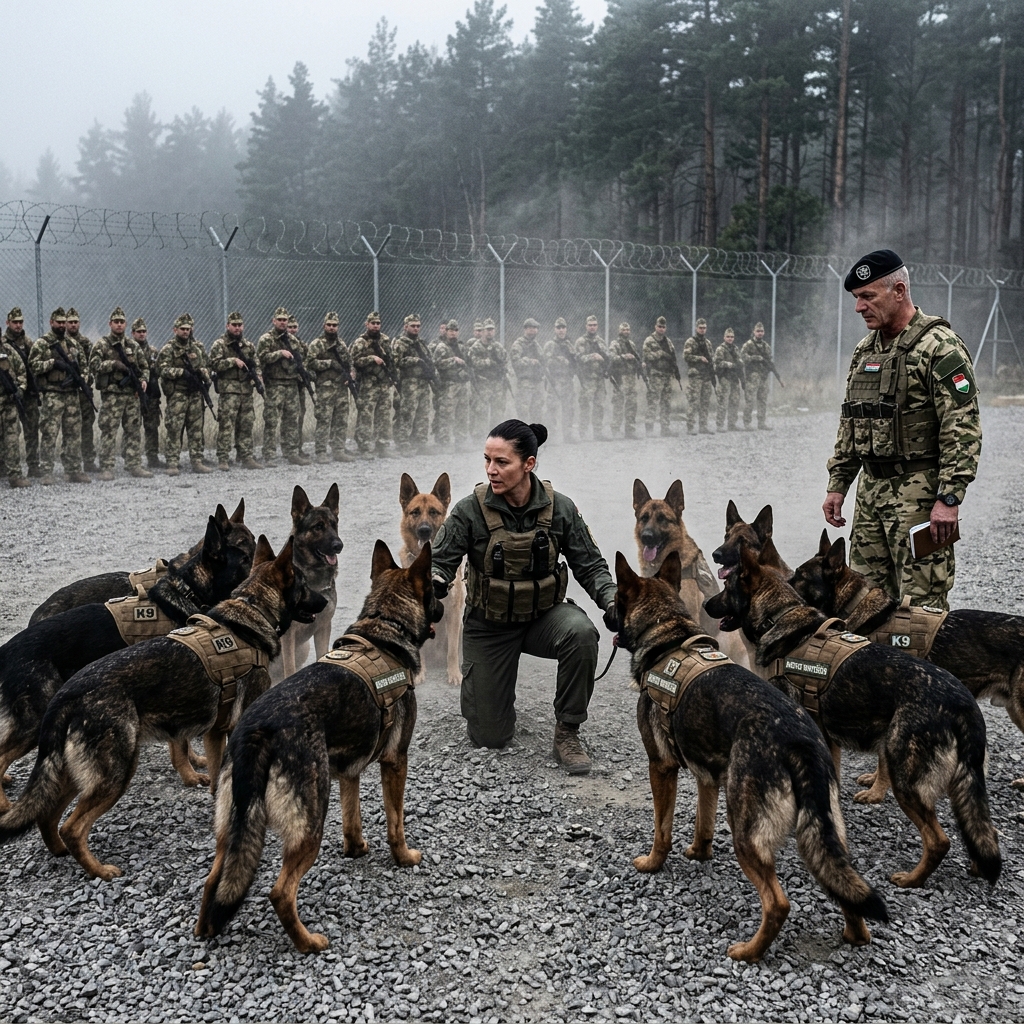 Egy haditengerészeti bázis tisztje tizenöt segítőkutyának utasított egy lány megtámadására, látszólag azért, hogy leckét tanítsanak neki, de ehelyett a kutyák hirtelen körülvették, majd valami váratlan dolog történt 😲😱 A reggel a haditengerészeti bázison a szokásos módon kezdődött: szürke köd terült el a betonösvényeken, sós víz és üzemanyag szaga terjengett, és az emberek az útjaikon haladtak anélkül, hogy a szükségesnél többször felnéztek volna. Ebben a szokásos áramlatban egy nő sétált lassan, kifakult munkaruhában, és egy szerszámos kocsit tolt maga előtt. A fémdoboz minden lépésnél halkan megcsörrent, és a mellkasán egy egyszerű jelvényt viselt: „R. Collins”, egy nevet, amely már régen nem jelentett semmit a körülötte lévők számára. Senki sem figyelt rá. Több tucatnyi hozzá hasonló volt ott. De azon a napon a tekintet mégis megállt. A tiszt, akit merev jelleméről és a teljes engedelmesség iránti szeretetéről ismertek, azonnal észrevette. Tekintete hideg volt, felmérő, mintha okot keresne. És az ok gyorsan meg is jelent. Kis késés a szolgálatváltásban, egy rövid, a szabályoknak nem megfelelő válasz, nyugodt, de határozott hangnem, a szokásos félelem nélkül.  Ennyi elég volt.  Először egy feddés következett. Hangosan, mindenki előtt. Aztán egy másik, keményebb. A nő nem sütötte le a tekintetét, nem próbálta igazolni magát, nem próbálta elsimítani a helyzetet. Nyugodt válasza túl magabiztosnak hangzott egy ilyen helyzetben lévő emberhez képest. Minden elcsendesedett körülötte. Többen megálltak, mintha előre megérezték volna, hogy ami történni fog, az több lesz, mint egy egyszerű feddés. A tiszt egy lépést tett közelebb. Arca megfeszült. Acél csengett ki a hangjából. Egy hirtelen kézmozdulat – és néhány másodperc múlva tizenöt segítőkutyát vezettek a pályára. Nagy belga malinoisok, taktikai hámban, pontosan és összehangoltan mozogtak, mint egyetlen mechanizmus. Pórázaik megfeszültek, mancsaik szilárdan a kavicson, tekintetük a célpontra szegeződött. A kör kezdett szűkülni. Az emberek hátráltak egy lépést. Valaki halkan felsóhajtott. Valaki más elfordult, nem akart odanézni. A feszültség szinte kézzelfoghatóvá vált.  A tiszt kiadott egy rövid parancsot: — Támadás! A csend nemcsak lebegett, hanem úgy hatott, mint egy áramütés a fülben. A kutyák nem mozdultak. Egyetlen póráz sem feszült meg. Egyetlen test sem mozdult előre. Egyetlen morgás sem. A tiszt tekintete keményebb lett. — Támadás! Semmi reakció. Eltelt egy másodperc. Aztán egy másik. És abban a pillanatban megtörtént, amire senki sem számított 😨😲 A történet folytatása az első hozzászólásban található 👇👇