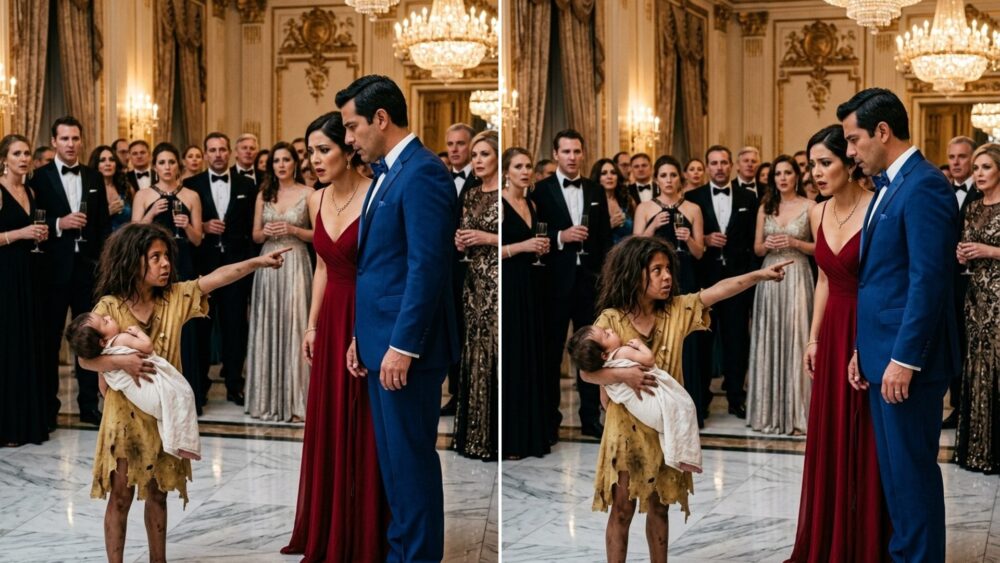 „Du warst es …“ Ein obdachloses Mädchen brach mit einem Baby auf der luxuriösesten Hochzeit der Stadt aus dem Zimmer und zeigte direkt auf die Braut. Nur wenige Minuten, nachdem die Wahrheit ans Licht gekommen war, herrschte eisige Stille im Saal, während Hunderte von Blicken auf das Gesicht der Braut gerichtet waren. 😮😱 Draußen prasselte der Regen heftig gegen die Fenster, während drinnen alles in luxuriösem Glanz erstrahlte: Die Lampen leuchteten, die Gläser klirrten, die Gäste lachten und genossen einen perfekten Abend. Niemand bemerkte, wie ein durchnässtes achtjähriges Mädchen mit einem Baby im Arm den Saal betrat. Ihre nackten Füße hinterließen dunkle Abdrücke auf dem makellosen weißen Teppich. Zuerst wandten sich die Gäste verächtlich von ihr ab, als ob die Armut selbst ihre strahlende Feier überschattet hätte. Doch das Mädchen bettelte nicht und zitterte auch nicht vor Angst. Selbstbewusst schritt sie voran, als wüsste sie genau, wen sie suchte. Während einige genervt den Sicherheitsdienst riefen und andere sie missbilligend ansahen, ging das Mädchen auf sie zu. Leo, der Freund von Victoria, stand plötzlich vor ihnen. Er blieb stehen, blickte auf und zischte mit erschreckend ernster Miene zwischen den Zähnen hervor:  —Wie konntest du so etwas tun?… Leo runzelte die Stirn und verstand nicht, was vor sich ging.  —Wer bist du? Wovon redest du?  Das Mädchen drückte das Baby fester an ihre Brust und zeigte mit zitterndem Finger auf Victoria.  —Sie war es in jener Nacht. Er hat das Kleine neben den Müllcontainern ausgesetzt. Ich habe alles gesehen…  Leo wandte sich abrupt der Braut zu. Victoria wurde kreidebleich und schrie auf, als wäre sie auf frischer Tat ertappt worden.  —Er lügt! Ich habe sie nie gesehen! Leo, sag ihnen, sie sollen sie sofort rausschmeißen! Es geht nur ums Geld!  Aber Leo schien ihr nicht zuzuhören. Die Welt um ihn herum verschwand. Ihr Blick ruhte auf dem Muttermal an der winzigen Hand des Babys.  Langsam näherte sie sich, nahm die kleine Hand in ihre… und er wurde noch blasser. Tränen rannen ihr über die Wangen. Wangen.  Ich sah das obdachlose Mädchen an und dann Victoria, und in ihrem Blick war keine Liebe mehr, nur noch Entsetzen und Verständnis.  Dann blickte sie auf das Baby hinunter und flüsterte kaum hörbar:  —Das kann nicht sein… 👇 Weiter im ersten Kommentar 👇